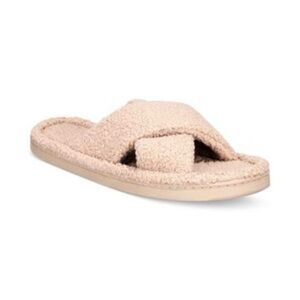 Jenni Faux Sherpa Cross Strap Slippers Size Medium 7 - 8